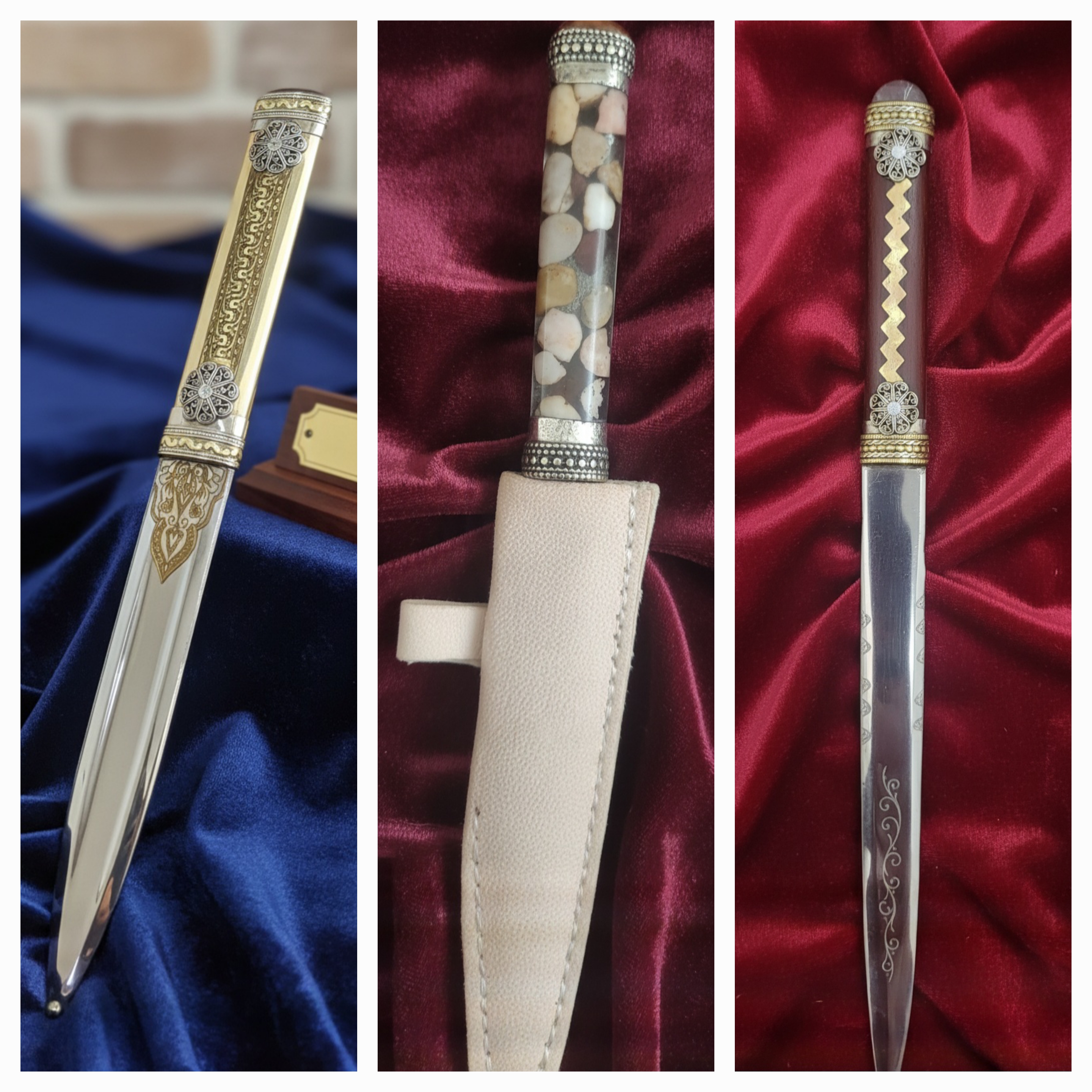 سكين برأس قرن وفص عقيق